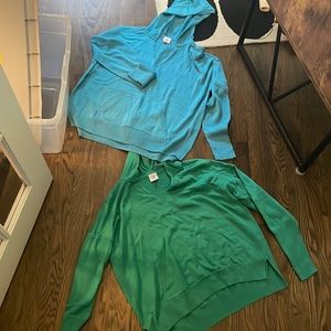 CAbi green and light blue hoodie long sleeves